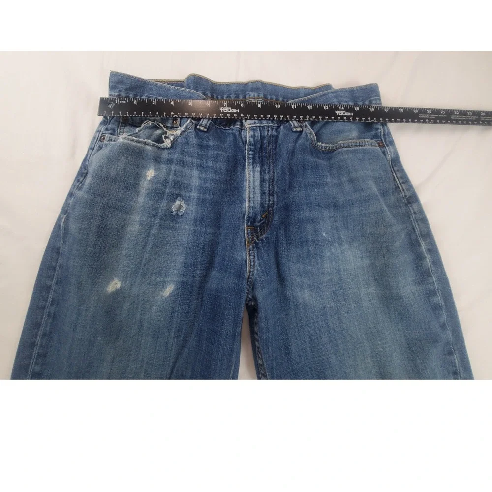 Levis 514 Straight Fit Mens Jeans Blue Medium Wash Distressed 32x30